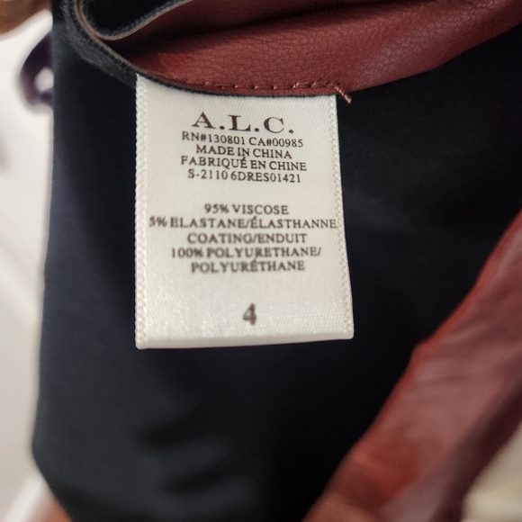 A.L.C Alexandria Cutout Vegan Leather Midi Dress Cranberry Size 4 - Picture 7 of 9